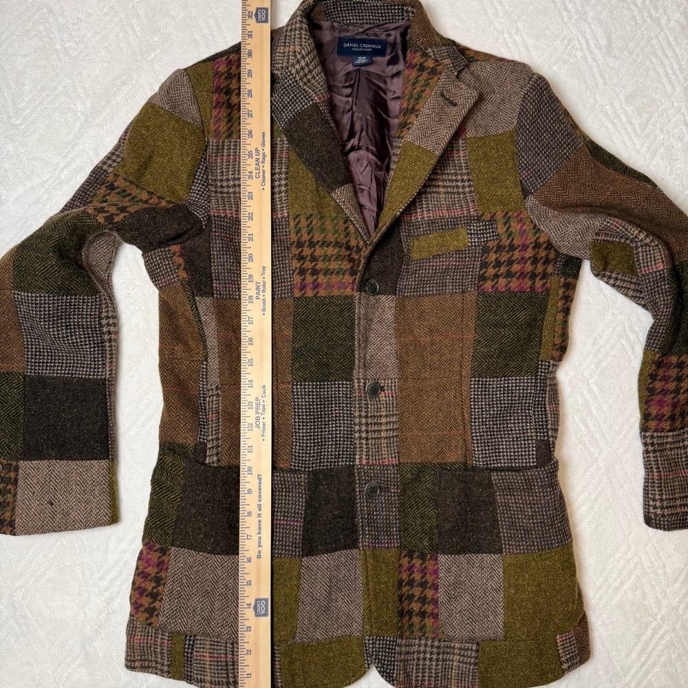 Dark Academia Daniel Cremieux M Patchwork Wool Tweed Blazer Sport Coat - Picture 7 of 11
